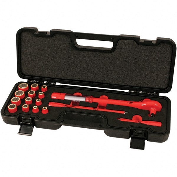 Wiha - 16 Piece Adjustable Torque Wrench & Socket Set - Exact Industrial Supply