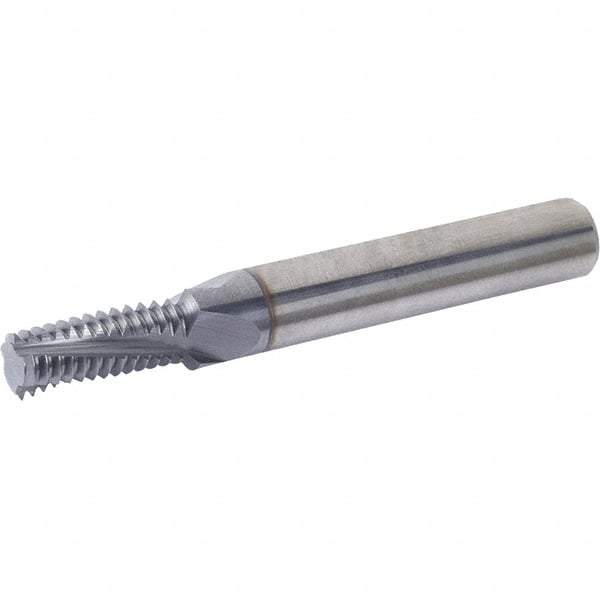 Vargus - 8-36 UN, 3mm Cutting Diam, 3 Flute, Solid Carbide Helical Flute Thread Mill - Internal Thread, 8.5mm LOC, 45mm OAL, 4mm Shank Diam - Exact Industrial Supply