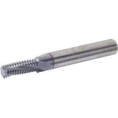 Vargus - 12-28 UN, 3.8mm Cutting Diam, 3 Flute, Solid Carbide Helical Flute Thread Mill - Internal Thread, 11.8mm LOC, 45mm OAL, 4mm Shank Diam - Exact Industrial Supply