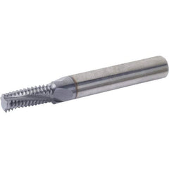 Vargus - 12-24 UN, 0.138" Cutting Diam, 3 Flute, Solid Carbide Helical Flute Thread Mill - Internal Thread, 0.459" LOC, 2.52" OAL, 3/16" Shank Diam - Exact Industrial Supply