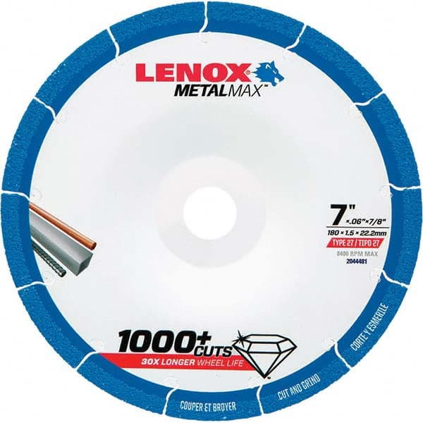 Lenox - Depressed-Center Wheels Wheel Diameter (Inch): 7 Wheel Thickness (Decimal Inch): 0.0600 - Exact Industrial Supply
