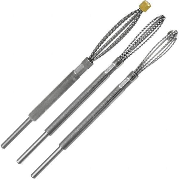 Made in USA - 3 Piece Power Deburring Tool Set - 1/4" Diam Hole Tools - Exact Industrial Supply