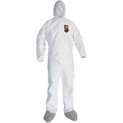 KleenGuard - Size 3XL Microporous Film Laminate General Purpose Coveralls - White, Zipper Closure, Elastic Cuffs, with Boots, Serged Seams - Exact Industrial Supply
