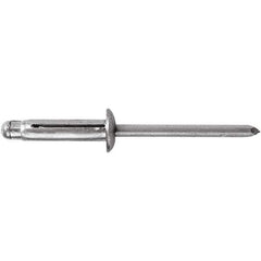 STANLEY Engineered Fastening - Size 6 Dome Head Aluminum Open End Blind Rivet - Aluminum Mandrel, 0.157" to 0.472" Grip, 3/16" Head Diam, 0.197" to 0.207" Hole Diam, - Exact Industrial Supply