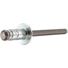 STANLEY Engineered Fastening - Size 4 Dome Head Aluminum Open End Blind Rivet - Aluminum Mandrel, 0.157" to 0.312" Grip, 1/8" Head Diam, 0.129" to 0.142" Hole Diam, 0.078" Body Diam - Exact Industrial Supply