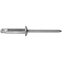STANLEY Engineered Fastening - Size 6 Dome Head Aluminum Open End Blind Rivet - Aluminum Mandrel, 0.04" to 0.354" Grip, 3/16" Head Diam, 0.197" to 0.207" Hole Diam, - Exact Industrial Supply