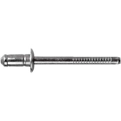 STANLEY Engineered Fastening - Size 6 Dome Head Steel Open End Blind Rivet - Steel Mandrel, 0.0591" to 0.1378" Grip, 3/16" Head Diam, 0.1929" to 0.2008" Hole Diam, 3.2" Body Diam - Exact Industrial Supply