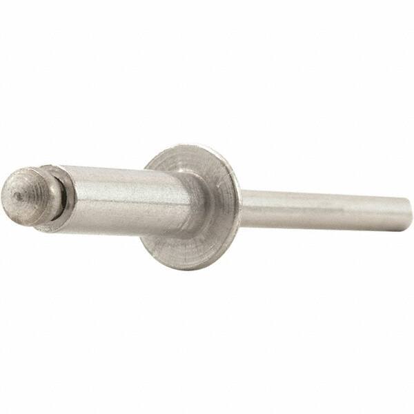 STANLEY Engineered Fastening - Size 4 Dome Head Aluminum Open End Blind Rivet - Aluminum Mandrel, 1/4" Max Grip, 1/8" Head Diam, 0.129" to 0.133" Hole Diam, - Exact Industrial Supply