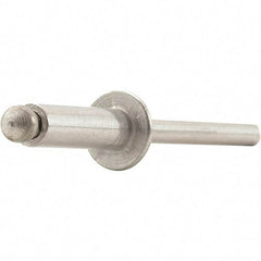 STANLEY Engineered Fastening - Size 6 Dome Head Aluminum Open End Blind Rivet - Steel Mandrel, 0.063" to 1/8" Grip, 3/16" Head Diam, 0.192" to 0.196" Hole Diam, 0.116" Body Diam - Exact Industrial Supply