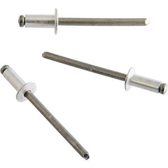 STANLEY Engineered Fastening - Size 6 Dome Head Aluminum Open End Blind Rivet - Aluminum Mandrel, 0.501" to 5/8" Grip, 3/16" Head Diam, 0.192" to 0.196" Hole Diam, 0.116" Body Diam - Exact Industrial Supply
