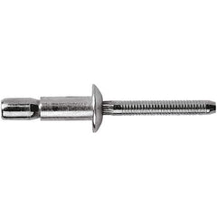 STANLEY Engineered Fastening - Size 6 Dome Head Aluminum Structural with Locking Stem Blind Rivet - Aluminum Mandrel, 0.062" to 0.437" Grip, 3/16" Head Diam, 0.194" to 0.204" Hole Diam, 0.122" Body Diam - Exact Industrial Supply