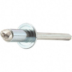 STANLEY Engineered Fastening - Size 6 Dome Head Stainless Steel Open End Blind Rivet - Stainless Steel Mandrel, 0.126" to 1/4" Grip, 3/16" Head Diam, 0.192" to 0.196" Hole Diam, 0.116" Body Diam - Exact Industrial Supply