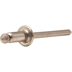 STANLEY Engineered Fastening - Size 5 Dome Head Stainless Steel Open End Blind Rivet - Stainless Steel Mandrel, 0.251" to 3/8" Grip, 5/32" Head Diam, 0.16" to 0.164" Hole Diam, 0.097" Body Diam - Exact Industrial Supply
