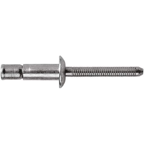 STANLEY Engineered Fastening - Size 6 Dome Head Steel Structural with Locking Stem Blind Rivet - Steel Mandrel, 0.064" to 0.437" Grip, 3/16" Head Diam, 0.194" to 0.204" Hole Diam, 0.12" Body Diam - Exact Industrial Supply