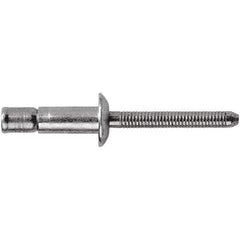 STANLEY Engineered Fastening - Size 6 Dome Head Steel Structural with Locking Stem Blind Rivet - Steel Mandrel, 0.064" to 0.437" Grip, 3/16" Head Diam, 0.194" to 0.204" Hole Diam, 0.12" Body Diam - Exact Industrial Supply