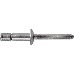 STANLEY Engineered Fastening - Size 6 Dome Head Steel Structural with Locking Stem Blind Rivet - Steel Mandrel, 0.062" to 1/4" Grip, 3/16" Head Diam, 0.194" to 0.204" Hole Diam, 0.12" Body Diam - Exact Industrial Supply