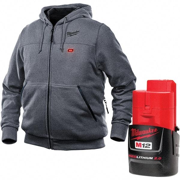 Milwaukee Tool - Size L Heated Sweatshirt - Gray, Polyester, Zipper Closure, 42 to 44" Chest - Exact Industrial Supply
