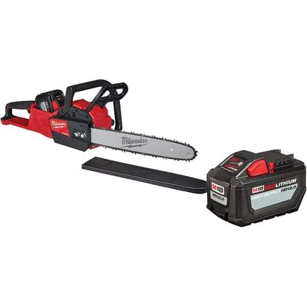 Milwaukee Tool - 18 Volt, Battery Powered Chainsaw - 16" Guide Bar Length, 6,600 RPM, 3/8" Chain Pitch, 0.043" Chain Gauge - Exact Industrial Supply