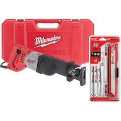 Milwaukee Tool - 3,000 Strokes per min, 1-1/8" Stroke Length Electric Reciprocating Saw - 12 Amps - Exact Industrial Supply