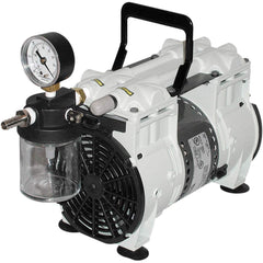 Welch - Piston-Type Vacuum Pumps; Horsepower: 0.125 ; Cubic Feet per Minute: 0.80 ; Vacuum Pressure (In/Hg): 60.00 ; Voltage: 115V ; Height (Inch): 10 ; Length (Inch): 8.1 - Exact Industrial Supply