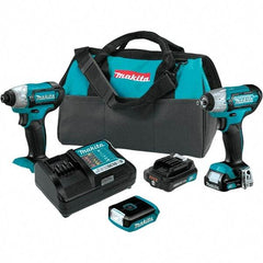 Makita - 12 Volt Cordless Tool Combination Kit - Includes Impact Driver, 3/8" Compact Impact Wrench & Flashlight, Lithium-Ion Battery Included - Exact Industrial Supply