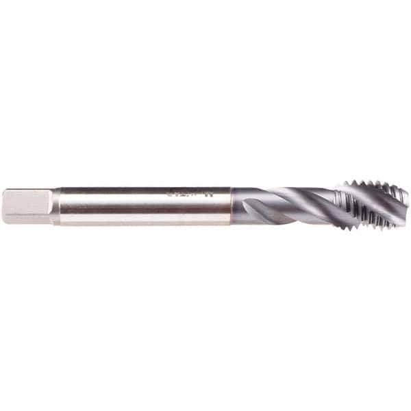 Emuge - M16x2.00 M 3 Flute 6H Modified Bottoming Spiral Flute Tap - High Speed Steel, TiCN Finish, 110mm OAL, Right Hand Flute, Right Hand Thread, Series C4939300 - Exact Industrial Supply