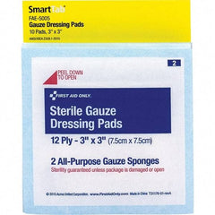 PRO-SAFE - 6-5/8" Long x 5-1/8" Wide, General Purpose Wound Care - White, Gauze Bandage - Exact Industrial Supply