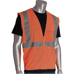High Visibility Vest: Large Orange, Zipper Closure, 2 Pocket