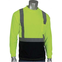 PIP - Size XL Black & Hi-Vis Yellow High Visibility Long Sleeve T-Shirt - Exact Industrial Supply