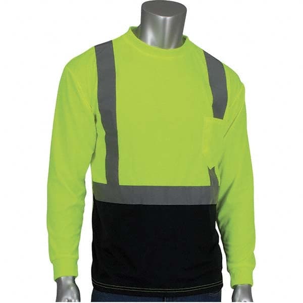 PIP - Size M Black & Hi-Vis Yellow High Visibility Long Sleeve T-Shirt - Exact Industrial Supply