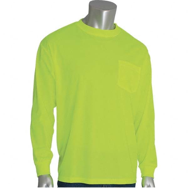 PIP - Size M Hi-Vis Yellow High Visibility Long Sleeve T-Shirt - Exact Industrial Supply