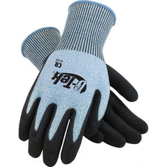Cut, Puncture & Abrasive-Resistant Gloves: Size L, ANSI Cut A2, ANSI Puncture 2, Nitrile, Polyester Blend Blue, Palm & Fingers Coated, Smooth Grip, ANSI Abrasion 4