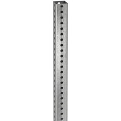 TAPCO - 12' High, Galvanized Traffic Sign Post - Steel, 7/16" Hole Diam, Silver - Exact Industrial Supply