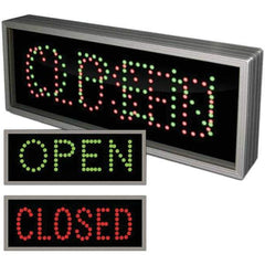 TAPCO - "Open/Closed", 7" Wide x 18" High, Aluminum Signal - Red/Green/Black, Rectangle, Wall Mount - Exact Industrial Supply