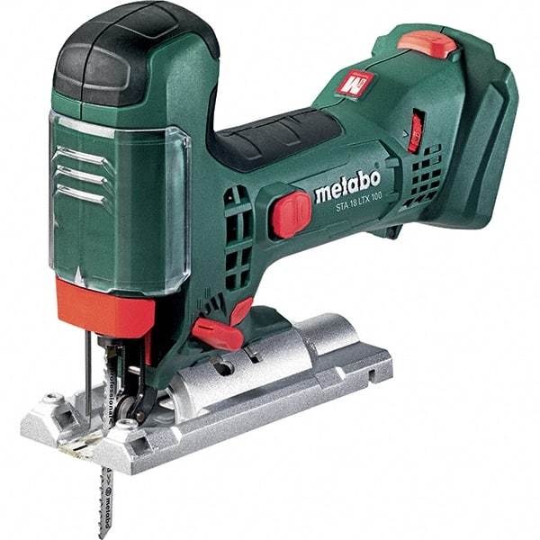 Metabo - 18 Volt, 550 to 2,800 SPM, 13/16" Stroke Length, Lithium-Ion Cordless Jigsaw - 45° Cutting Angle, Series 18V LiHD - Exact Industrial Supply