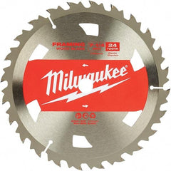 Milwaukee Tool - 7-1/4" Diam, 5/8" Arbor Hole Diam, 24 Tooth Wet & Dry Cut Saw Blade - Tungsten Carbide-Tipped, Framing Action, Standard Round Arbor - Exact Industrial Supply