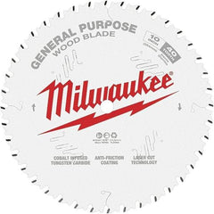 Milwaukee Tool - 10" Diam, 5/8" Arbor Hole Diam, 40 Tooth Wet & Dry Cut Saw Blade - Tungsten Carbide-Tipped, General Purpose Action, Standard Round Arbor - Exact Industrial Supply