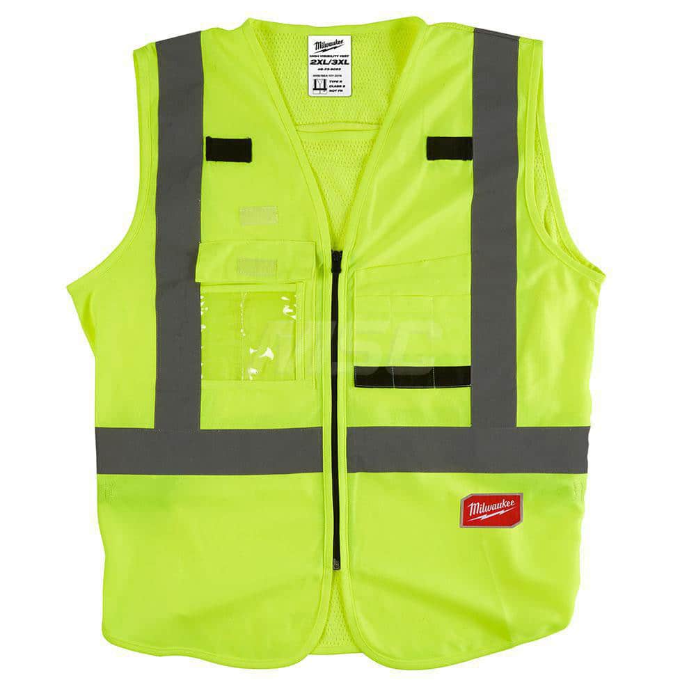 High Visibility Vest: 2X & 3X-Large Yellow, Zipper Closure