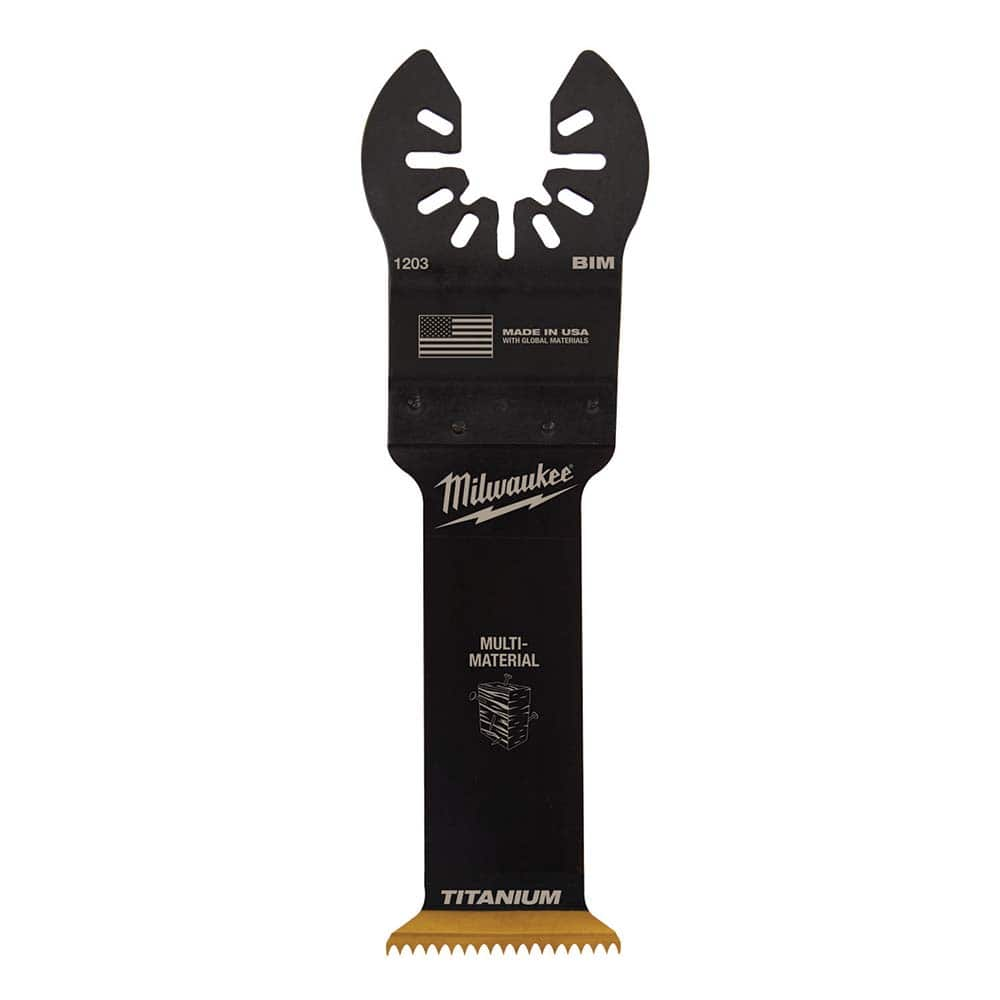 Milwaukee Tool - Rotary & Multi-Tool Accessories; Accessory Type: Multi-Material Blade ; For Use With: Multi-Tools ; Includes: 1-1/4" TITANIUM BI-METAL WOOD W/NAILS BLADE ; Maximum RPM: 0.000 ; Color: Black ; Tooth Style: End Cut - Exact Industrial Supply