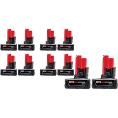 Milwaukee Tool - Power Tool Batteries; Voltage: 12.00 ; Battery Chemistry: Lithium-Ion ; Battery Capacity (Ah): 3.00 ; Battery Series: M12 XC RED ; Includes: (10) 48-11-2402 ; Time to Charge (Minutes): 60.00 - Exact Industrial Supply