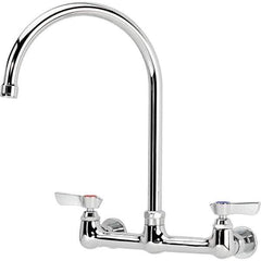 Krowne - Wall Mount, Service Sink Faucet without Spray - Two Handle, Blade Handle, Gooseneck Spout, No Drain - Exact Industrial Supply