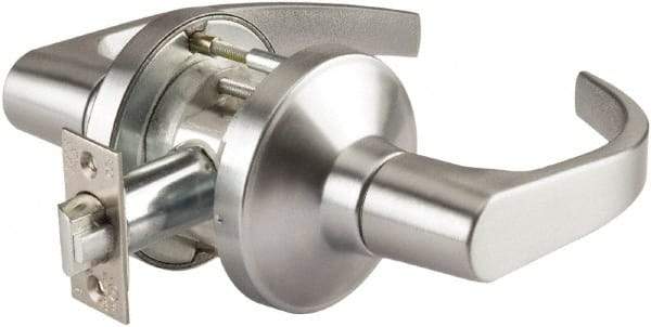PDQ - Heavy Duty Classroom Lever Lockset - 2-3/4" Back Set, Small Format I/C Less Cylinder, Zinc, Antimicrobial Coated, Satin Chrome Plated Finish - Exact Industrial Supply