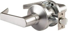 PDQ - Heavy Duty Classroom Lever Lockset - 2-3/4" Back Set, Small Format I/C Less Cylinder, Zinc, Antimicrobial Coated, Satin Chrome Plated Finish - Exact Industrial Supply