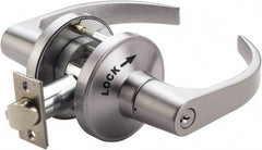 PDQ - Heavy Duty Classroom Intruder Lever Lockset - 2-3/4" Back Set, Small Format I/C Less Cylinder, Zinc, Antimicrobial Coated, Satin Chrome Plated Finish - Exact Industrial Supply