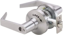 PDQ - Heavy Duty Classroom Intruder Lever Lockset - 2-3/4" Back Set, Small Format I/C Less Cylinder, Zinc, Antimicrobial Coated, Satin Chrome Plated Finish - Exact Industrial Supply