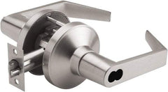 PDQ - Heavy Duty Entry Lever Lockset - 2-3/4" Back Set, Small Format I/C Less Cylinder, Zinc, Antimicrobial Coated, Satin Chrome Plated Finish - Exact Industrial Supply