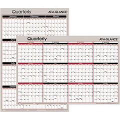 AT-A-GLANCE - 1 Sheet, 24 x 36", Erasable Wall Calendar - White, Black & Red - Exact Industrial Supply