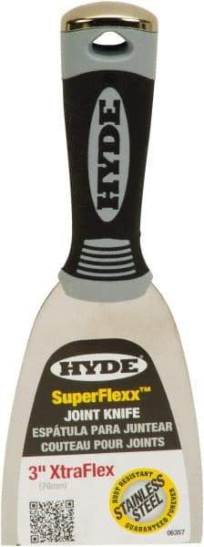 Hyde Tools - 3" Wide Spring Blade Stainless Steel Joint Knife - Flexible, Plastic Handle - Exact Industrial Supply