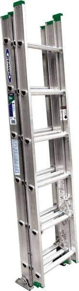 Werner - 16' High, Type II Rating, Aluminum Extension Ladder - 225 Lb Capacity - Exact Industrial Supply