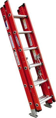 Werner - 16' High, Type IA Rating, Fiberglass Extension Ladder - 300 Lb Capacity - Exact Industrial Supply